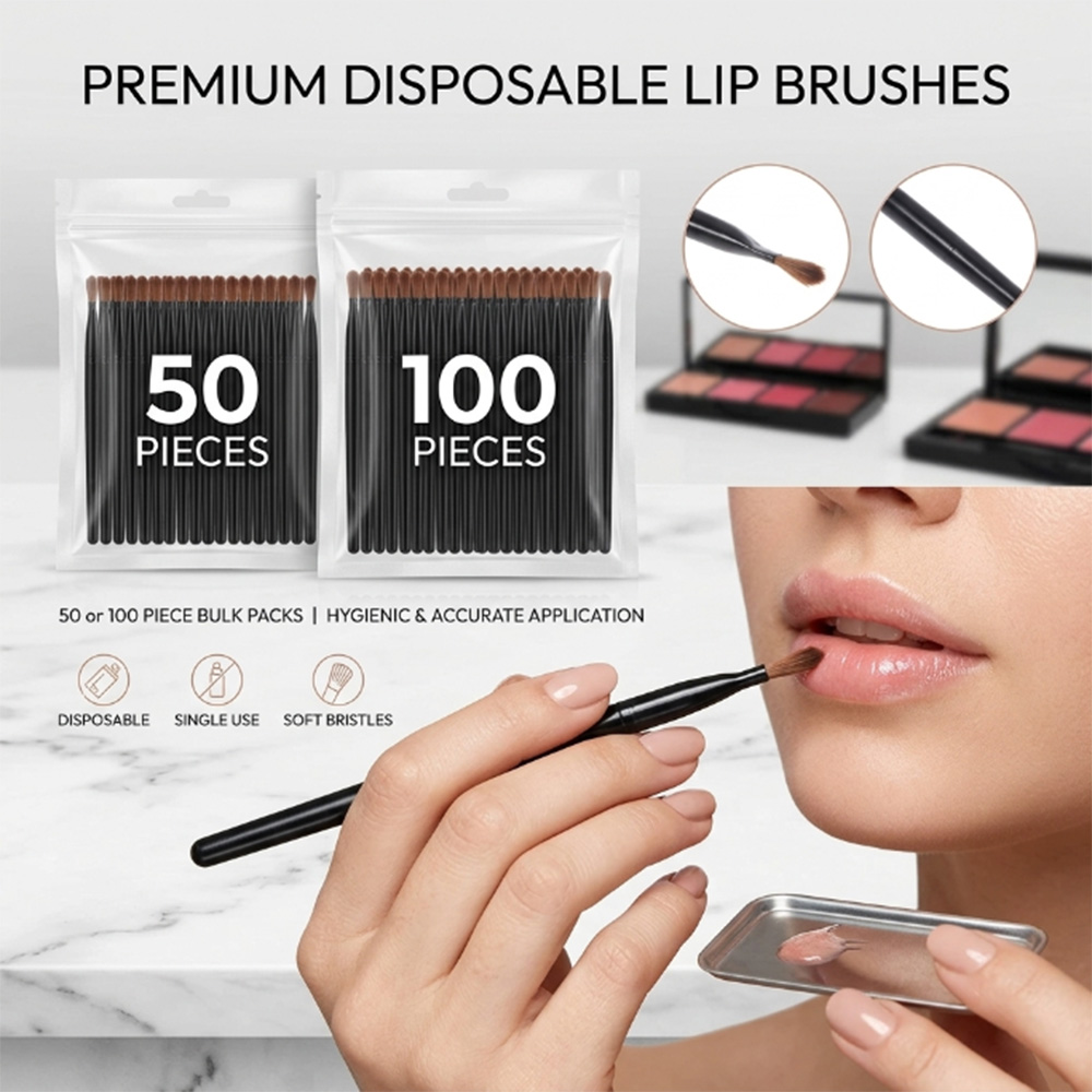 Makeup Brush Set - 50/100 adet Tek Kullanımlık Dudak Fırçası