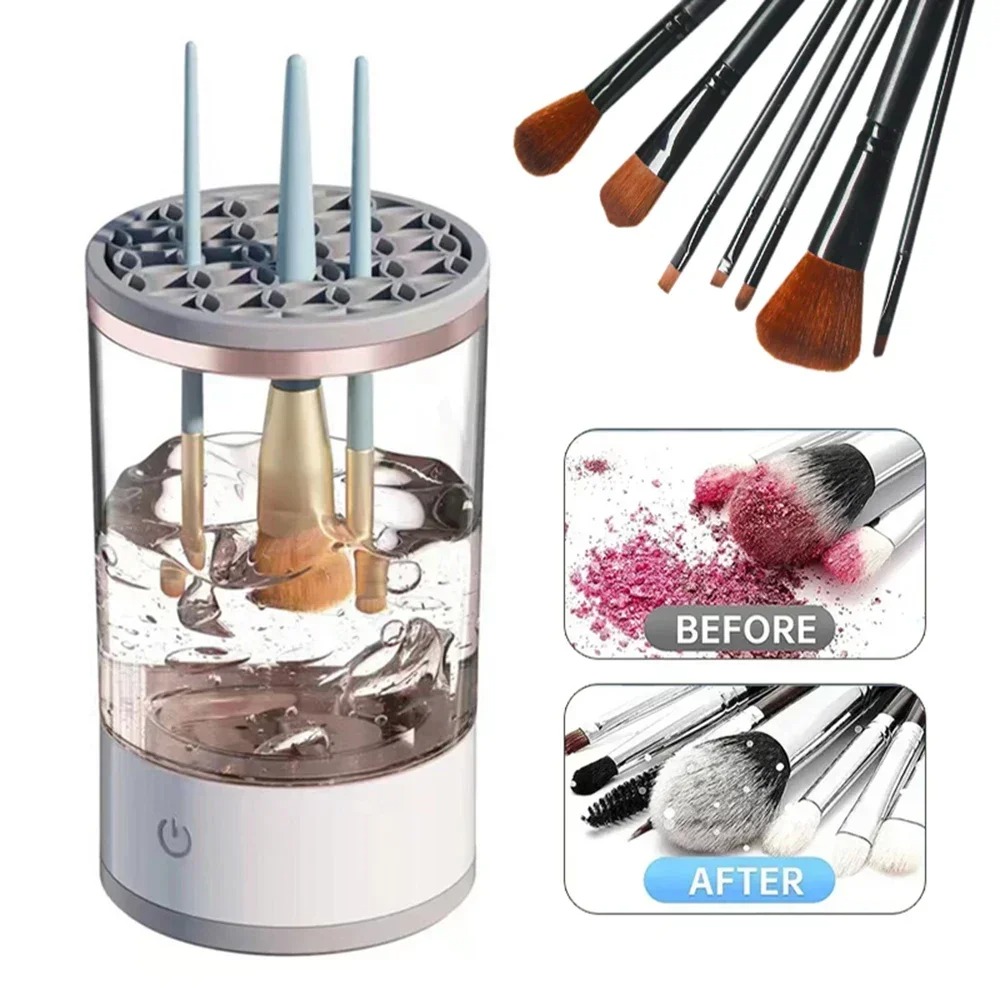Makeup Brush Set - Otomatik Elektrikli Makyaj Fırçası Temizleyici USB