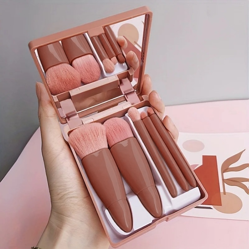 Beauty Makeup Kit Box - 5 Parçalı Taşınabilir Kozmetik Fırça Seti,